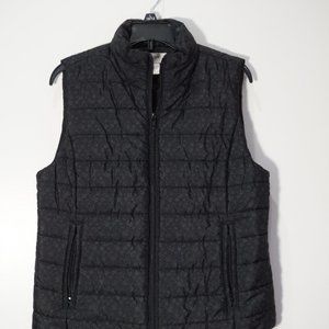 EUC Ann Taylor Loft Women’s Small zip up puffer vest black / Grey Floral